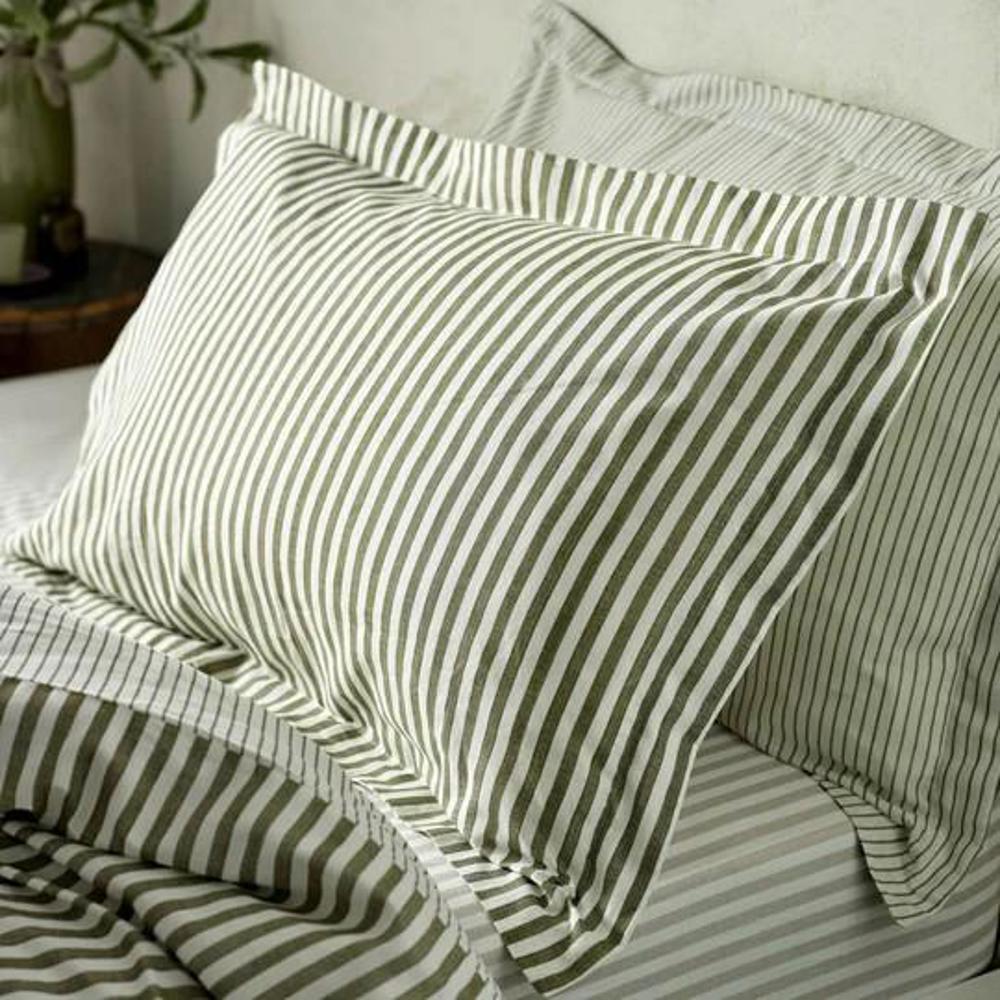 Yard Hebden Melange Stripe Pillowcase Pair Olive